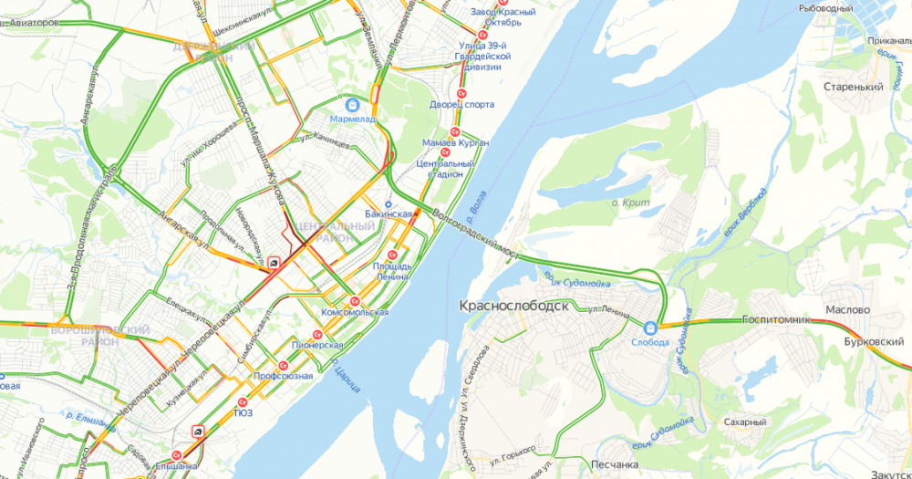 Волгоград пробки на дорогах сейчас карта