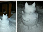 Усатый снежный котик появился на улице в Волгограде