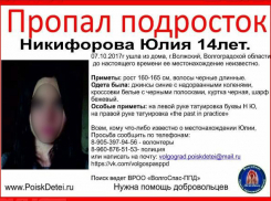 14-летнюю девочку уже полтора месяца не могут найти в Волжском