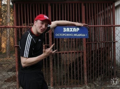 Под Волгоградом охотники посадили медведя на цепь и травят на него собак 