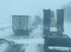 Волгоградских водителей предупредили о сильном снеге на ростовской трассе: видео