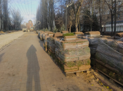 В мороз на Аллее Героев в Волгограде укладывают газон