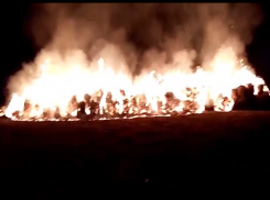 Фермер снял на видео, как сгорело заготовленное на зиму сено в Волгоградской области