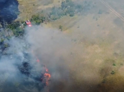 Бушующий пожар в угодьях на подступах к Волгограду сняли на видео с высоты