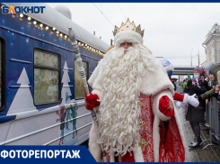 Сотни волгоградцев под ледяным дождём устроили давку у поезда Деда Мороза