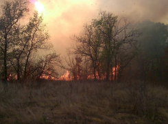 Вертолет Ми-8 тушит пожар в Серафимовическом районе