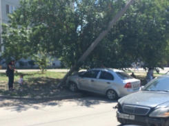 На юге Волгограда иномарка снесла столб, врезавшись в Mercedes 
