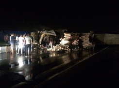 Водителя зажало в перевернувшемся грузовике на московской трассе под Волгоградом