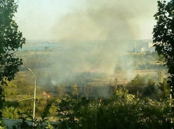 В Волгограде горящая трава угрожает гипермаркету «Лента»