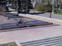 Опубликовано видео с греющим на Вечном огне в Волгограде воду туристом из Екатеринбурга