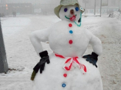 Снеговик с соской встречает волгоградцев и гостей города около ж/д вокзала