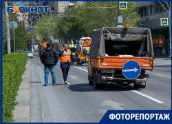 В центре Волгограда наносят дорожную разметку