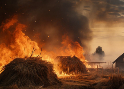 Селянин с болгаркой спалил 1500 тюков сена под Волгоградом 