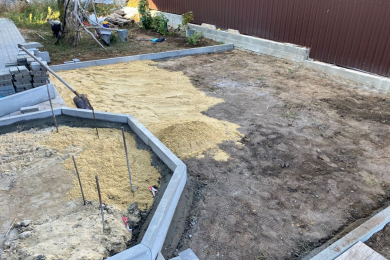 Укладка брусчатки, тротуарной плитки, бордюров - 