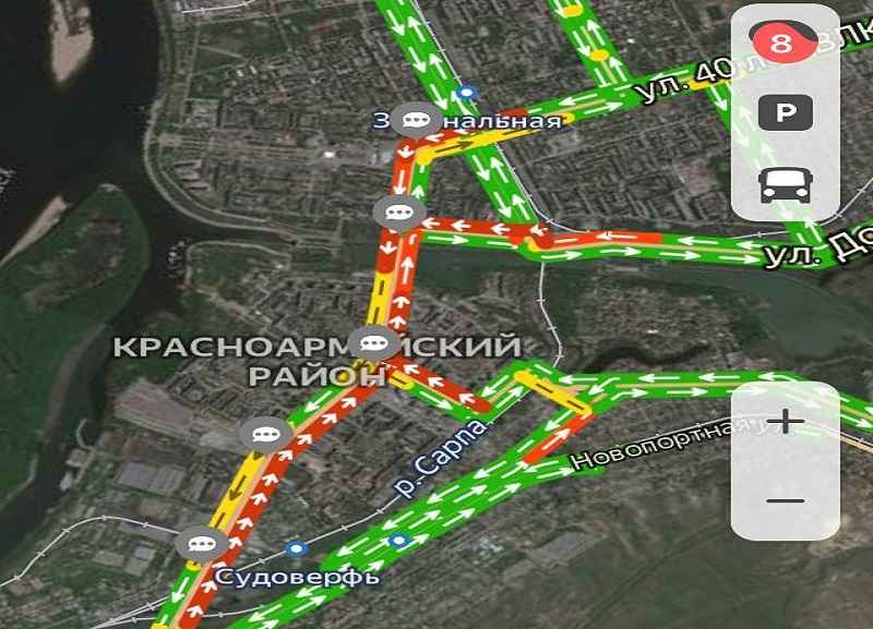 Огромная пробка заблокировала юг Волгограда