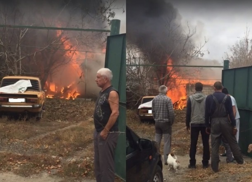 Пожар в частной бане Центрального района Волгограда сняли на видео