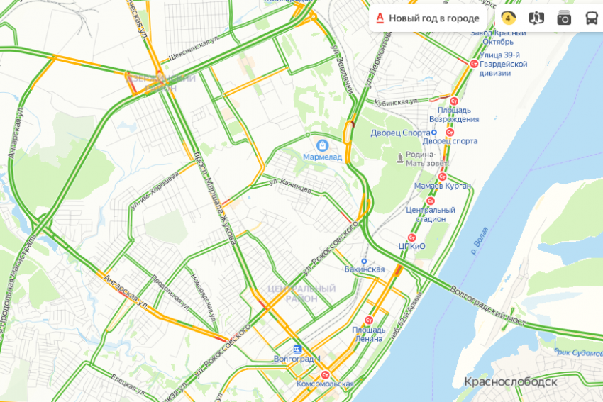 В Волгограде наконец-то освободили проезд для транспорта: пробки составляют 4 балла из 10