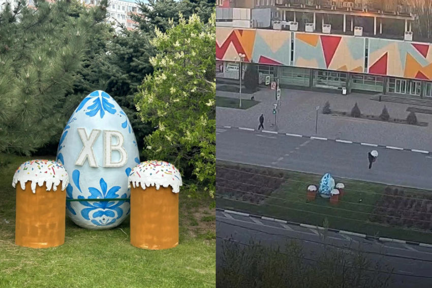 Кража гигантского кулича попала на видео в Волжском 