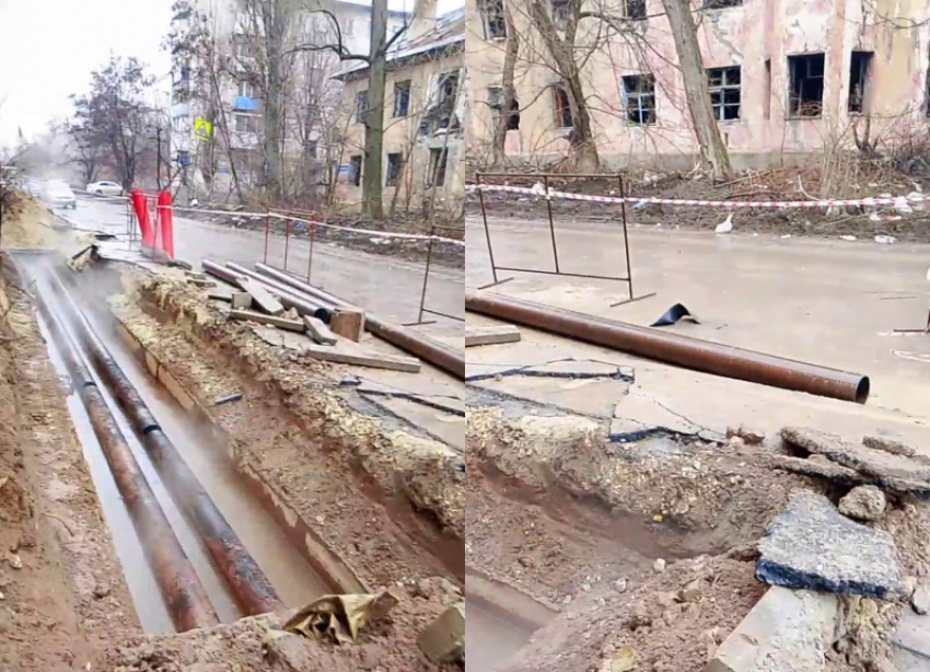 На пару можно суп варить: коммунальную траншею сняли на видео в Волгограде