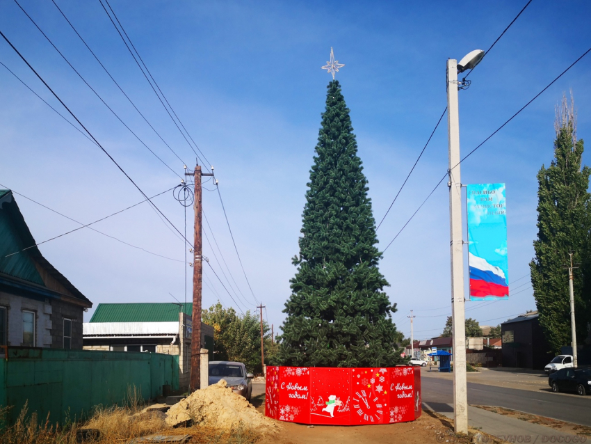 А почему бы и нет: в Волгоградской области установили в сентябре новогоднюю елку на центральной улице 