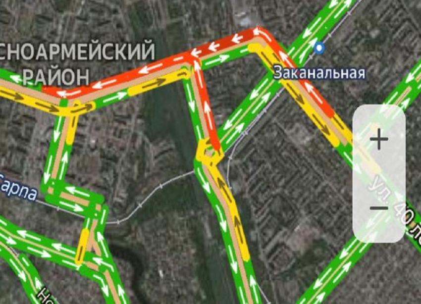 Пробка в Красноармейском снова заблокировала юг Волгограда