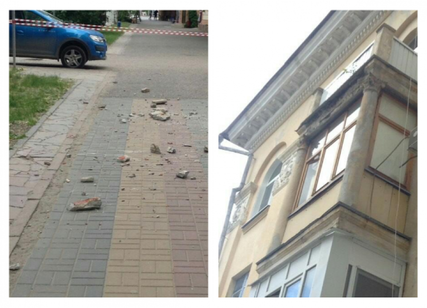 Разрушающийся балкон угрожает жизням прохожих в центре Волгограда