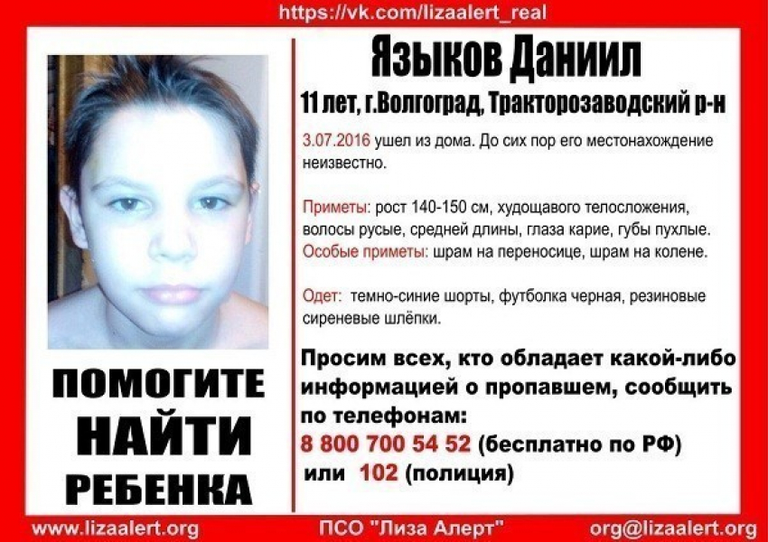 Волонтеры разыскали 11-летнего Даниила Языкова