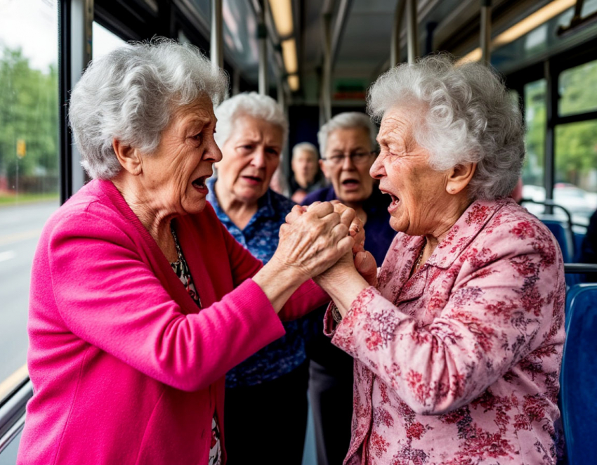 Жесткая рукопашная бабушек в волгоградском автобусе попала на видео