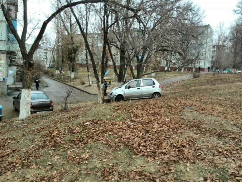 На севере Волгограда водитель Daewoo Matiz едва не погиб от столкновения с деревом