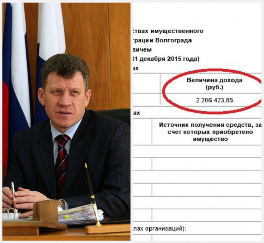 Сити-менеджер Волгограда Александр Чунаков заработал за 2015 год 2 млн 206 тысяч рублей