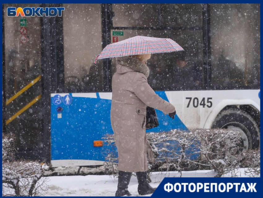 Дорожный коллапс и 200 бюджетников с лопатами: первый снегопад этой зимы в Волгограде