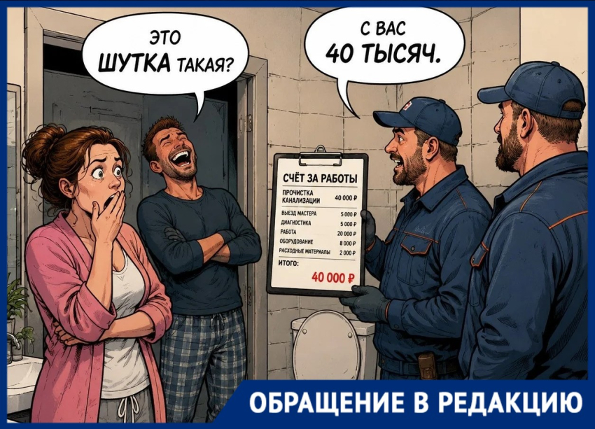 «С вас 40 тысяч! Это шутка?»: прочистка канализации лишила волгоградку крупной суммы