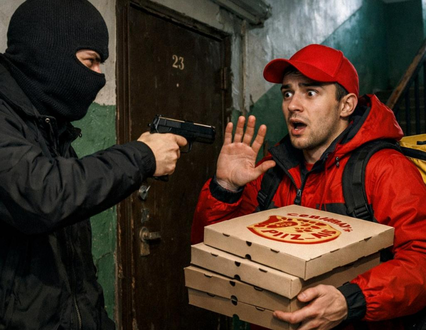 Зумер с пистолетом похитил пиццу у курьера в Волжском 